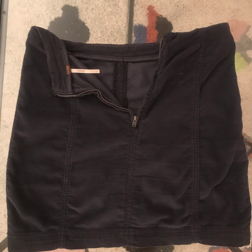 Navy, side-panel detail corduroy mini skirt